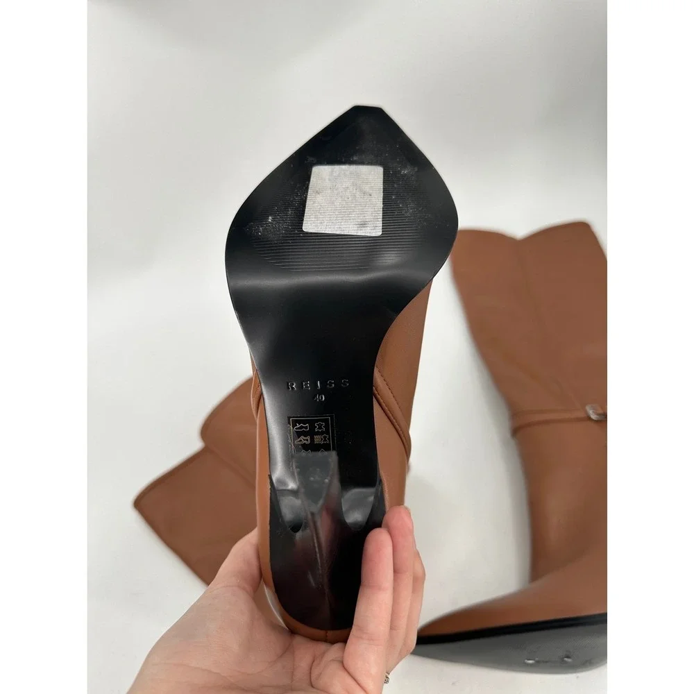 Reiss Caitlin Brown Leather Knee‎ High Boots 40 NEW